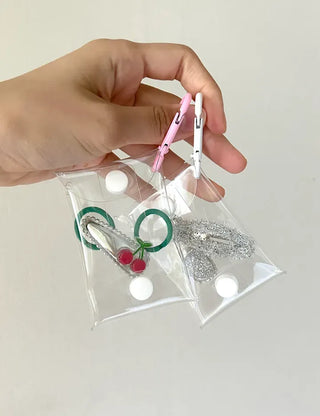 Mini Square Transparent Pouch Keyring Accessory Storage
