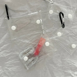 Mini Square Transparent Pouch Keyring Accessory Storage