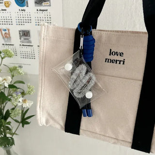 Mini Square Transparent Pouch Keyring Accessory Storage