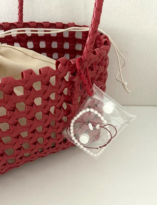 Mini Square Transparent Pouch Keyring Accessory Storage