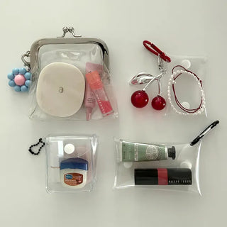 Mini Square Transparent Pouch Keyring Accessory Storage