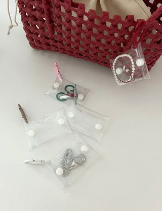 Mini Square Transparent Pouch Keyring Accessory Storage
