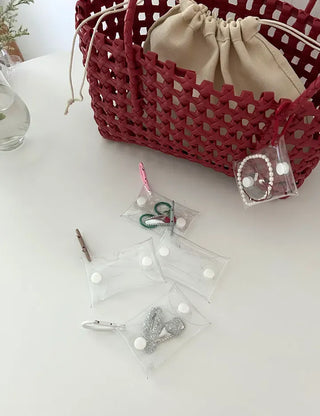 Mini Square Transparent Pouch Keyring Accessory Storage