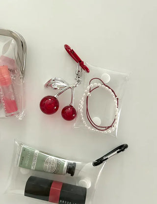 Mini Square Transparent Pouch Keyring Accessory Storage