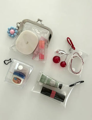 Mini Square Transparent Pouch Keyring Accessory Storage