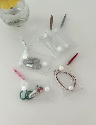 Mini Square Transparent Pouch Keyring Accessory Storage