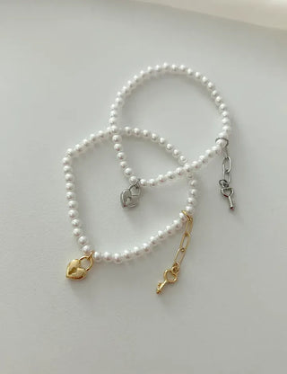 Pearl Bracelet Heart Key Women's Handmade Jewelry