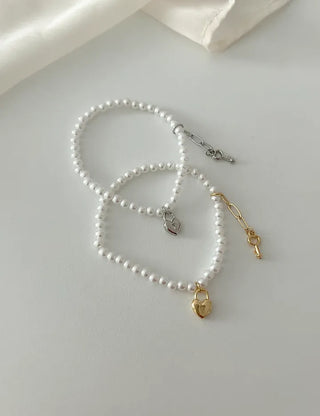 Pearl Bracelet Heart Key Women's Handmade Jewelry