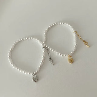 Pearl Bracelet Heart Key Women's Handmade Jewelry