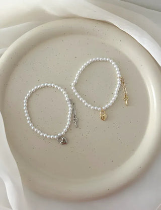 Pearl Bracelet Heart Key Women's Handmade Jewelry