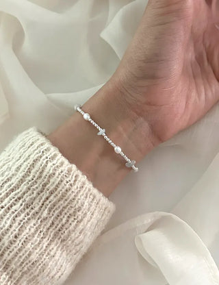 Silver 925 Freshwater Pearl Silver Bracelet Silver Ball Gemstone Summer