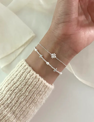 Silver 925 Freshwater Pearl Silver Bracelet Silver Ball Gemstone Summer