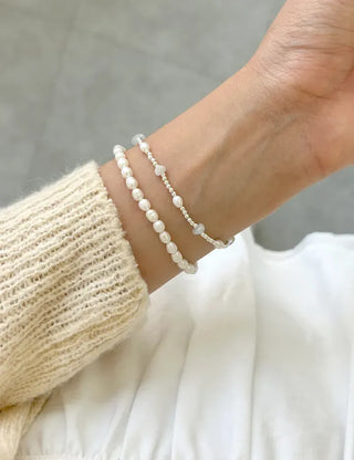 Silver 925 Freshwater Pearl Silver Bracelet Silver Ball Gemstone Summer
