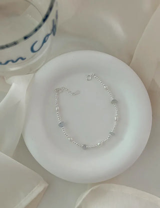 Silver 925 Freshwater Pearl Silver Bracelet Silver Ball Gemstone Summer