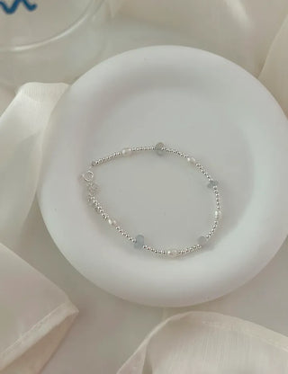 Silver 925 Freshwater Pearl Silver Bracelet Silver Ball Gemstone Summer