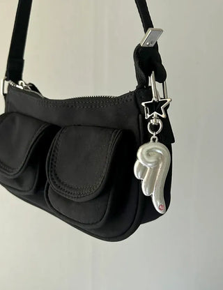 Cubic Angel Keyring Metal Key Holder Phone Strap Loop