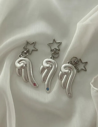 Cubic Angel Keyring Metal Key Holder Phone Strap Loop