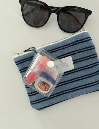 Dog tag square transparent PVC pouch multi-purpose keyring