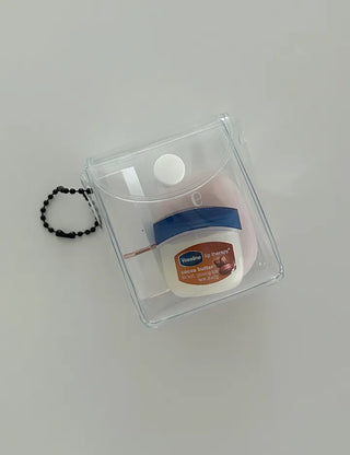 Dog tag square transparent PVC pouch multi-purpose keyring