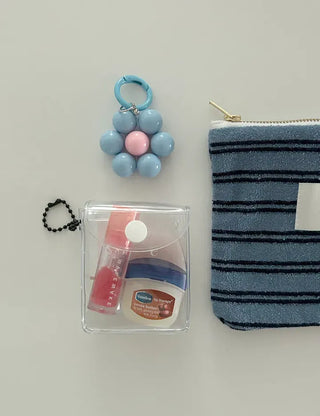 Dog tag square transparent PVC pouch multi-purpose keyring