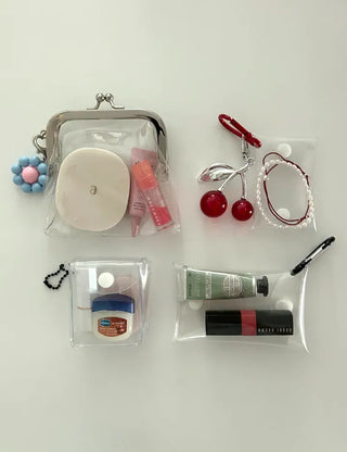 Dog tag square transparent PVC pouch multi-purpose keyring