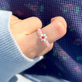 Pastel floral bead ring for women, lovely new summer look, resort style