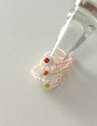 Pastel floral bead ring for women, lovely new summer look, resort style
