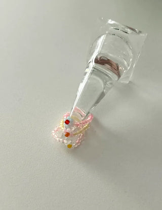 Pastel floral bead ring for women, lovely new summer look, resort style