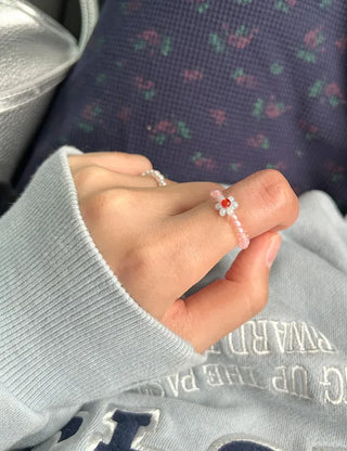 Pastel floral bead ring for women, lovely new summer look, resort style