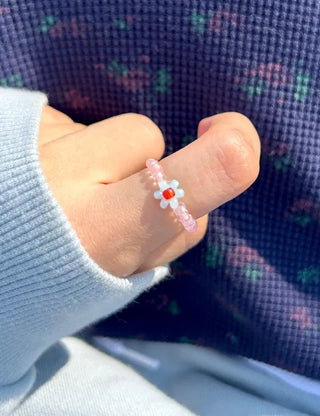 Pastel floral bead ring for women, lovely new summer look, resort style