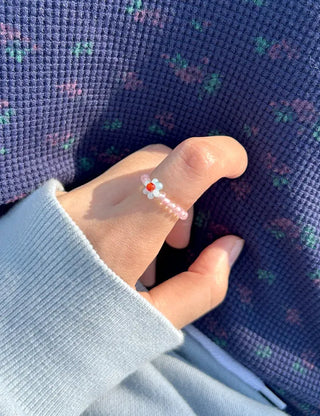 Pastel floral bead ring for women, lovely new summer look, resort style