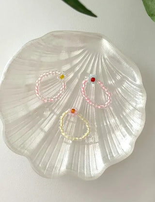 Pastel floral bead ring for women, lovely new summer look, resort style