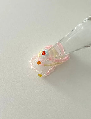 Pastel floral bead ring for women, lovely new summer look, resort style