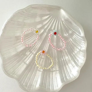 Pastel floral bead ring for women, lovely new summer look, resort style