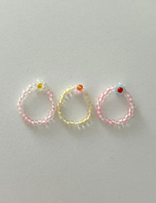 Pastel floral bead ring for women, lovely new summer look, resort style