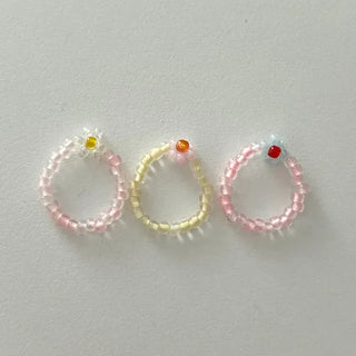 Pastel floral bead ring for women, lovely new summer look, resort style