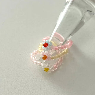 Pastel floral bead ring for women, lovely new summer look, resort style