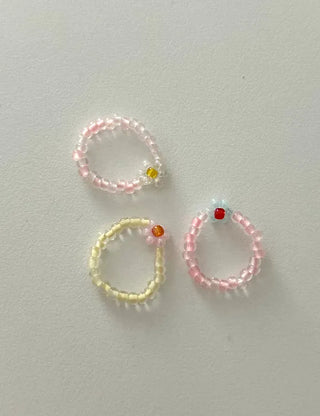 Pastel floral bead ring for women, lovely new summer look, resort style