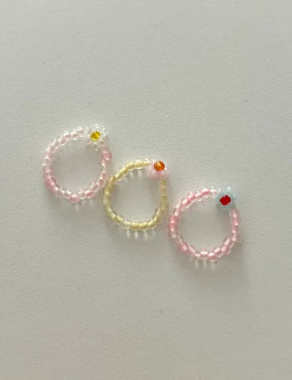 Pastel floral bead ring for women, lovely new summer look, resort style