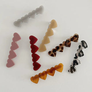 Autumn Acrylic Leopard Print Heart Hair Clip Side Hairpin