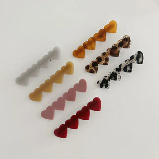 Autumn Acrylic Leopard Print Heart Hair Clip Side Hairpin