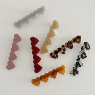 Autumn Acrylic Leopard Print Heart Hair Clip Side Hairpin