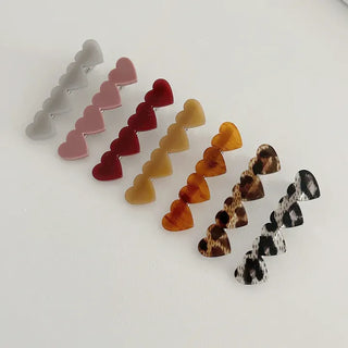 Autumn Acrylic Leopard Print Heart Hair Clip Side Hairpin
