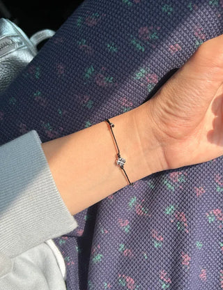 Silver 925 Four-Leaf Clover Bracelet Knot String Bracelet Women's Silver Bracelet