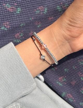 Silver 925 Four-Leaf Clover Bracelet Knot String Bracelet Women's Silver Bracelet