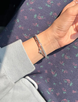 Silver 925 Four-Leaf Clover Bracelet Knot String Bracelet Women's Silver Bracelet