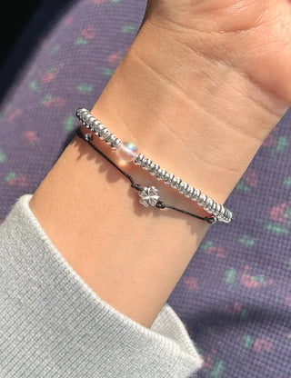Silver 925 Four-Leaf Clover Bracelet Knot String Bracelet Women's Silver Bracelet
