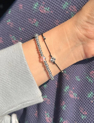 Silver 925 Four-Leaf Clover Bracelet Knot String Bracelet Women's Silver Bracelet