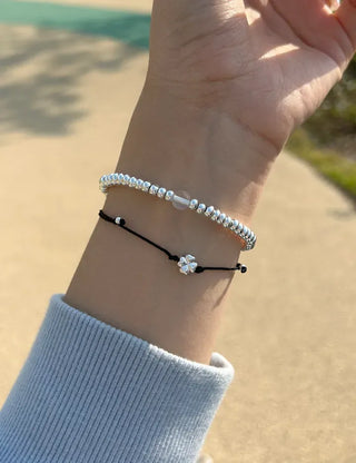 Silver 925 Four-Leaf Clover Bracelet Knot String Bracelet Women's Silver Bracelet