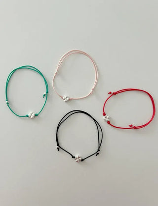 Silver 925 Four-Leaf Clover Bracelet Knot String Bracelet Women's Silver Bracelet